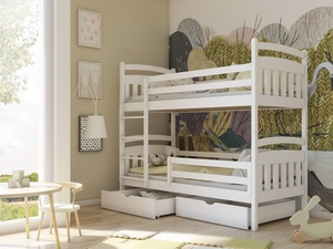 Drveni dječji krevet na kat Gabi s ladicom - bijeli - 190x90 cm