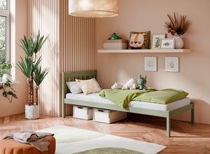 Drveni dječji krevet Martin - maslinasto zeleni - 200x90 cm - Bez madraca