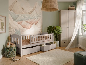 Drveni dječji krevet Gucio s ladicom - kašmir - 180x80