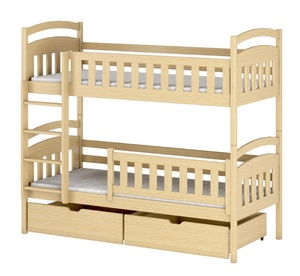 Drveni dječji krevet na kat Ignas s ladicom - svijetlo drvo - 190x90 cm