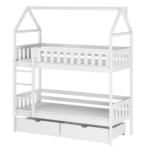 Drveni dječji krevet na kat Gaja s ladicom - bijeli - 200x90 cm