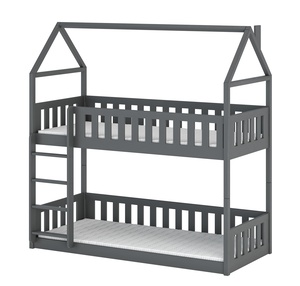 Drveni dječji krevet na kat Pola - grafit - 160x80 cm