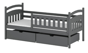 Drveni dječji krevet Terry s ladicom - grafit - 200x90 cm