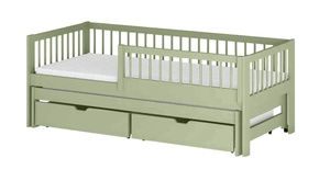 Drveni dječji krevet Softi s dodatnim krevetom i ladicom - olive - 160x80