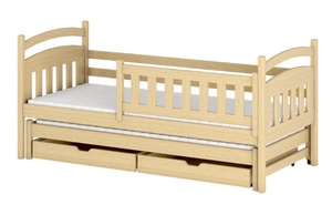 Drveni dječji krevet Galaxy s dodatnim krevetom i ladicom - svijetlo drvo - 200x90 cm