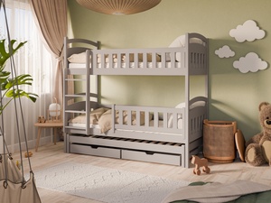 Drveni dječji krevet na kat Blanka s tri kreveta i ladicom - kašmir - 160x80 cm