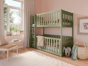 Drveni dječji krevet na kat Konrad - olive - 190x90 cm