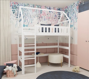 Drveni dječji povišeni krevet Otylia - bijeli - 180x80 cm