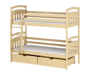 Drveni dječji krevet na kat Gabi s ladicom - svijetlo drvo - 190x90 cm