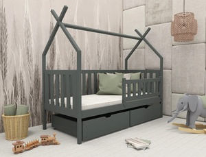 Drveni dječji krevet Simba s ladicom - grafit - 160x80 cm