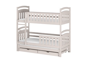 Drveni dječji krevet na kat Viki s tri kreveta i ladicom  - kašmir - 200x90 cm