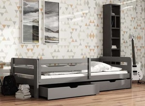 Drveni dječji krevet Ergo s ladicom - grafit - 180x80 cm