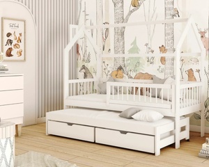 Drveni dječji krevet Papi s dodatnim krevetom i ladicom - bijeli - 190x90 cm