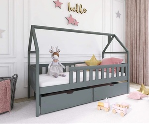 Drveni dječji krevet Domi s ladicom - grafit - 160x80 cm