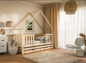 Drveni dječji krevet Magic s dodatnim krevetom i ladicom - svijetlo drvo - 190x90