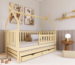 Drveni dječji krevet Tytus s dodatnim krevetom i ladicom - svijetlo drvo - 160x80 cm
