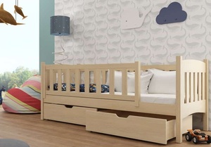 Drveni dječji krevet Gucio s ladicom - svijetlo drvo - 190x90 cm
