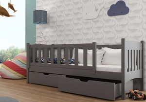 Drveni dječji krevet Gucio s ladicom - grafit - 200x90 cm