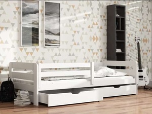 Drveni dječji krevet Ergo s ladicom - bijeli - 200x90 cm