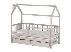 Drveni dječji krevet Papi s dodatnim krevetom i ladicom - kašmir - 180x80 cm