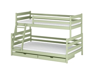 Drveni dječji krevet na kat Nora Family New s dvije ladice - olive - 90/120x200 cm