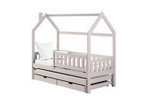 Drveni dječji krevet Monkey s dodatnim krevetom i ladicom - kašmir - 180x80 cm