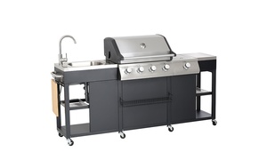 Green Bay pokretni kuhinjski otok s roštiljem i sudoperom, 143 x 59 x 113 cm