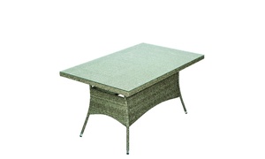 Green Bay vrtni stol, ratan s prozirnim kaljenim staklom, siva