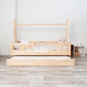 Drveni dječji krevet Luna Tipi - svijetlo drvo - 180x90 cm - Dodatni krevet