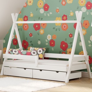 Drveni dječji krevet Tipi Plus - bijeli - 160x80 cm