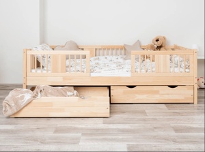 Drveni dječji krevet Luna 20 - svijetlo drvo - 200x90 cm - S 2 ladice