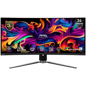 MSI MAG 341CQP QD-OLED, 34" UWQHD, 175Hz, 0.03ms, 2xHDMI, DisplayPort, USB-C, zakrivljeni, gaming monitor