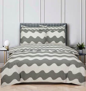 Essenza Sleep posteljina Marine, 200x200 + 2x60x80 cm, valovi sivi