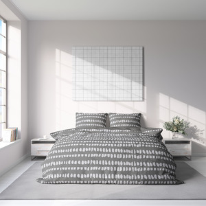 Essenza Sleep posteljina Geometric Line, 200x200 cm, siva/bijela