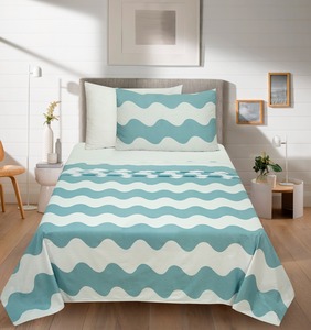 Essenza Sleep posteljina Lancun Mare, 150x270 + 150x240 + 60x80 cm, valovi plavi