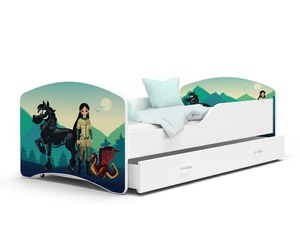 Drveni dječji krevet Tomi s ladicom - MULAN - 180x80 cm bijeli - 8 cm PE madrac