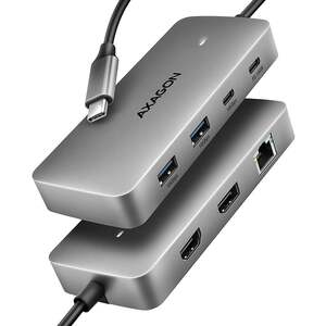 Axagon HMC-CUB83X2 USB Hub, HDMI, DP, 2xUSB-A, 1xUSB-C, 0.15m, siva