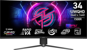 MSI MPG 346CQRF X24, 34" WQHD VA, 240Hz, 0.5ms, 2xHDMI, DisplayPort, USB-C, zakrivljeni, monitor