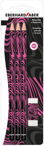 Set olovka grafitna HB x3 + gumica Eberhard Faber Winner, neon roza