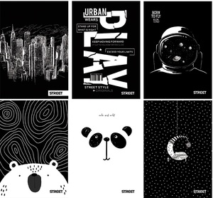 Set bilježnica Street Black&White, A4 geometrija, 52 listova, meki uvez, 10 KOM