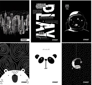Set bilježnica Street Black&White, A4 linije, 52 listova, meki uvez, 10 KOM