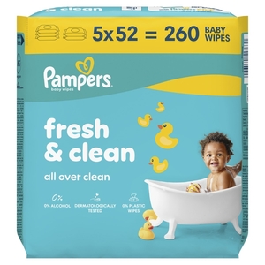 Pampers Fresh Clean vlažne maramice, 5 pakiranja, 260 kom