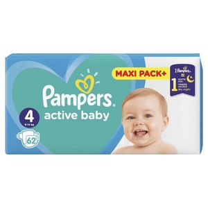 Pampers Active Baby pelene, vel. 4, 9-14 kg, 62 kom