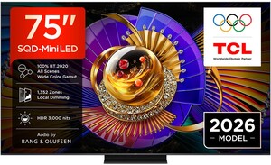 TCL 75" Mini LED TV 75C7L, Premium 4K, Google TV, Dolby Vision IQ, HDR10, Bang & Olufsen audio