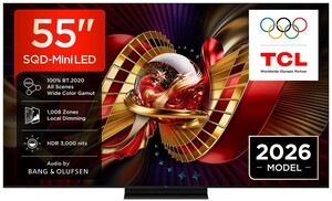TCL 55" SQD-Mini LED TV 55C8L, Premium 4K, Google TV, Dolby Vision IQ, Dolby Vision Gaming, HDR10+, Bang & Olufsen audio