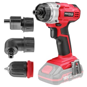PRAKTIK TOOLS aku bušilica-odvijač PTQ119, 18V FLEXPOWER, 350 - 1250 o/min, 30 Nm, LED + 3 glave, SOLO