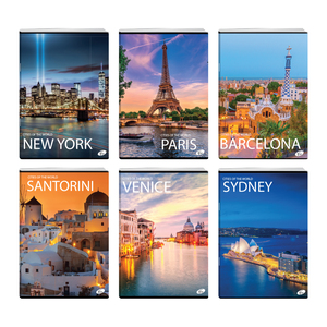 Set bilježnica Cities of The World Elisa, A4 geometrija, 42 lista, meki uvez, 10 KOM