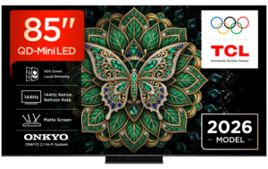 TCL 85" QD-Mini LED TV 85C6K PRO, Premium 4K, Google TV, 144Hz, ONKYO 2.1 audio
