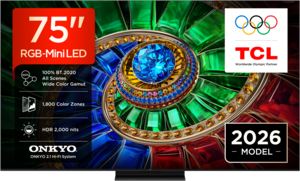 TCL 75" RGB Mini-LED TV 75RM7L, Premium 4K, Google TV, 144Hz, ONKYO 2.1 audio