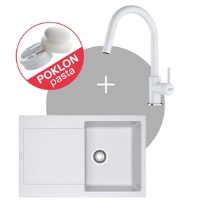 Franke Set Maris MRG 611 sudoper + LINA J DOCCIA slavina, Glečer bijela